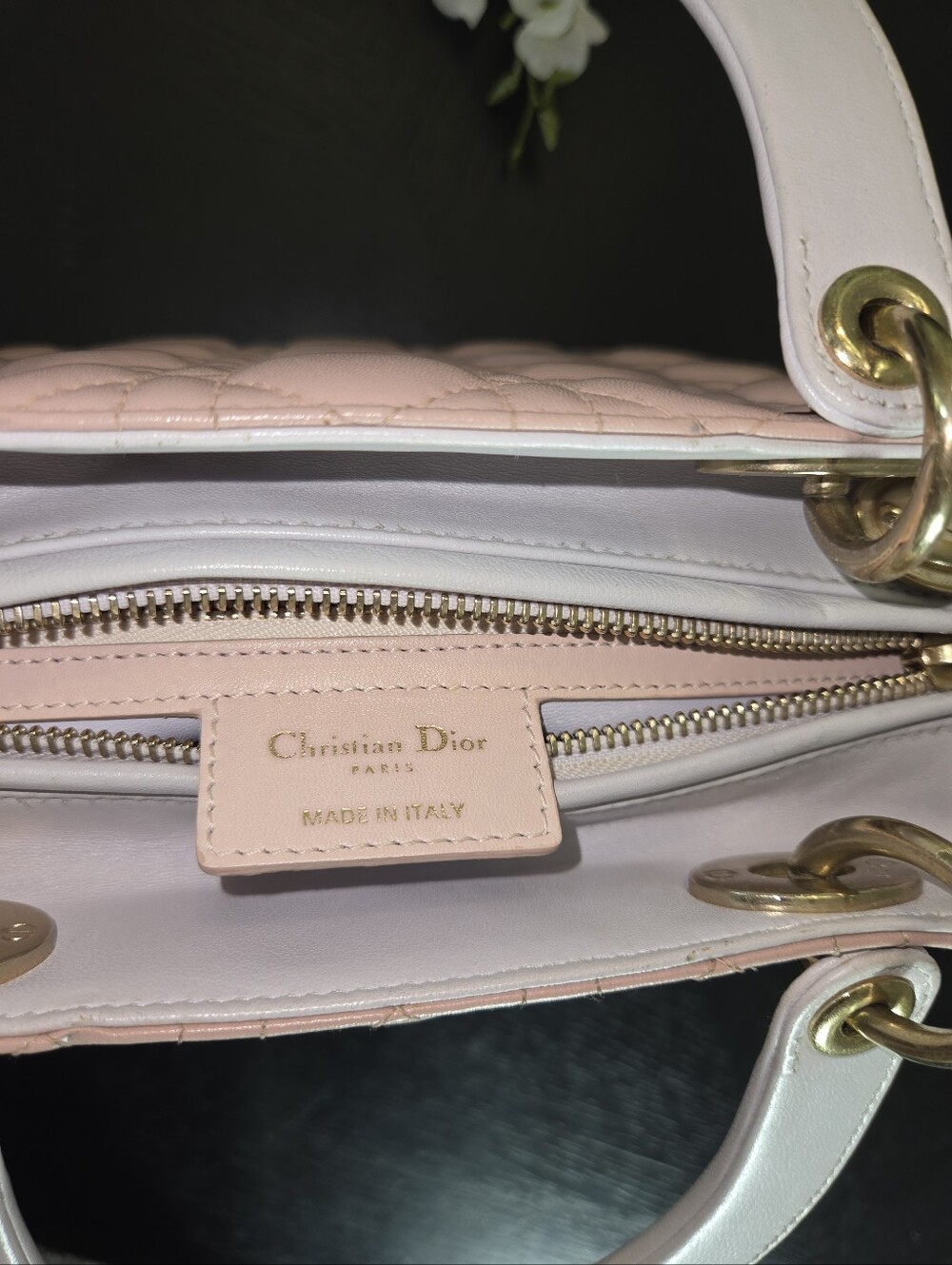 CHRISTIAN DIOR Lambskin Cannage Medium Tri-Color Lady Dior in Rose Pale - Picture 12 of 13